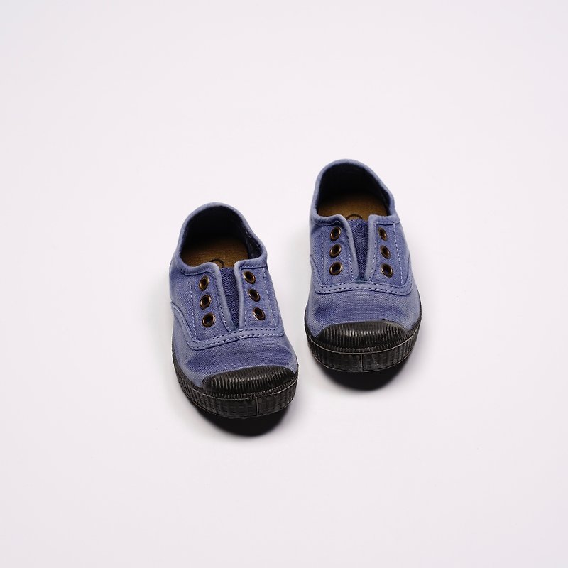西班牙国民帆布鞋 CIENTA U70777 90 牛仔蓝 黑底 洗旧布料 童鞋 - 童装鞋 - 棉．麻 蓝色