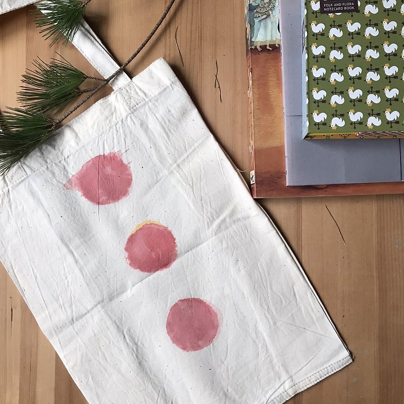 植物染购物棉袋(大容量)－粉红泡泡 - 手提包/手提袋 - 棉．麻 粉红色