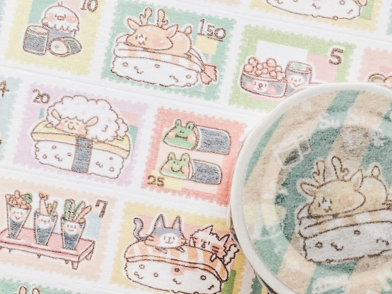 寿司邮票 可爱的动物邮票纸胶带 by 谢狗狗 - 纸胶带 - 纸 多色