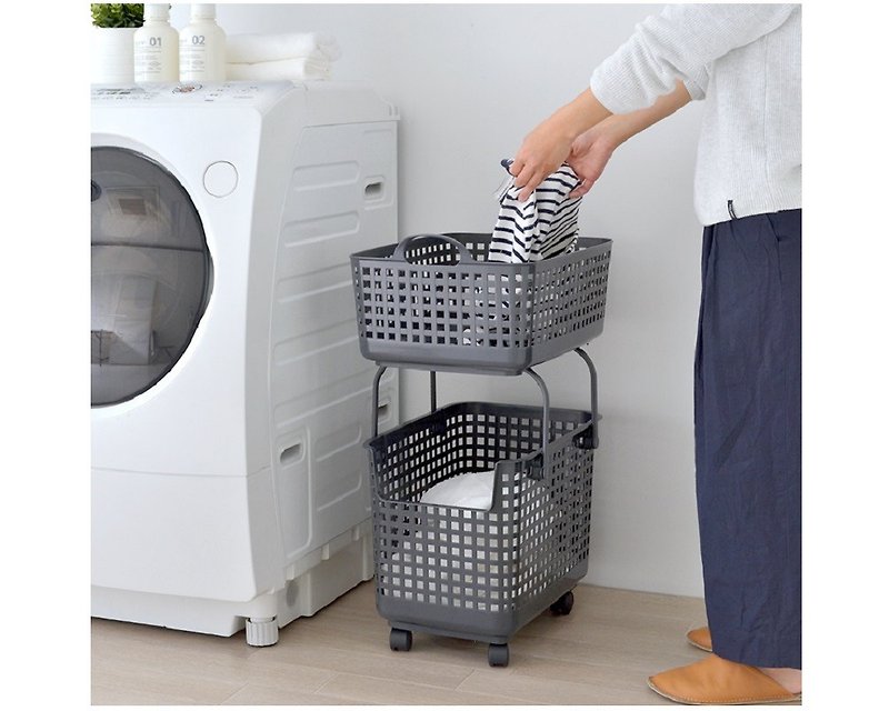 日本Like-it 北欧风可堆叠组合式收纳洗衣篮(整组)轮子颜色随机 - 收纳用品 - 塑料 