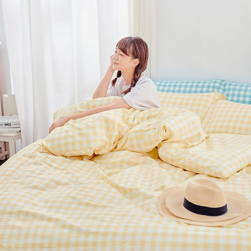 床包枕套组-单人 / 精梳纯棉二件式 / 咸柠檬奶油 台湾制 - 寝具 - 棉．麻 黄色