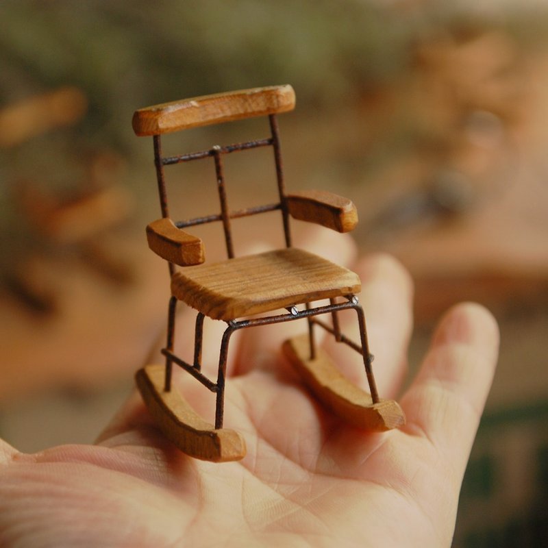 圣诞礼物木摇椅-手工制作.铁.木/生日.情人礼.手作袖珍 - 摆饰 - 木头 咖啡色
