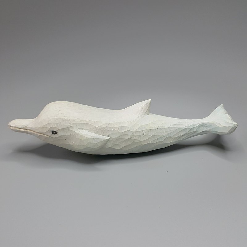 白海豚 木雕艺术品 - 玩偶/公仔 - 木头 白色
