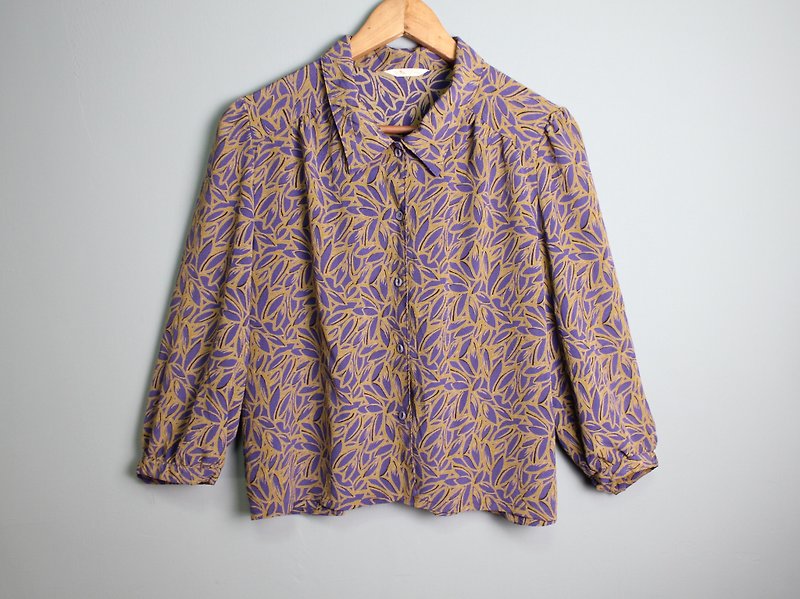 FOAK古着 昭和末紫黄草叶集衬衫 - 女装衬衫 - 其他材质 
