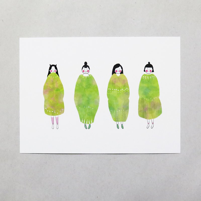 | 插画明信片 | 草本女孩 #D22 - 卡片/明信片 - 纸 绿色
