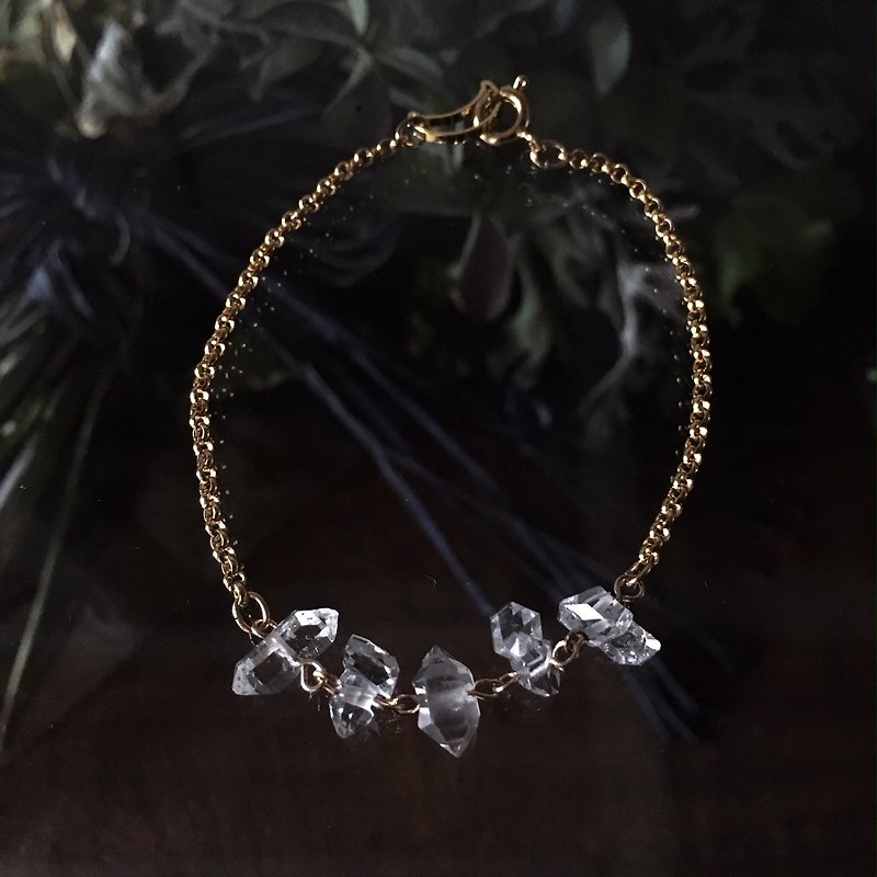 原石のハーキマーダイヤモンドブレスレッド - 手链/手环 - 水晶 透明