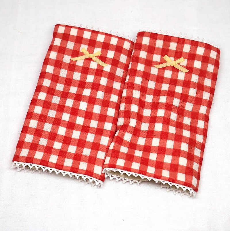 Japanese Handmade 8-layer-gauze droop sucking pads - 围嘴/口水巾 - 棉．麻 红色