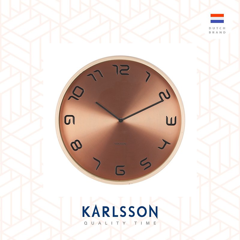 Karlsson, 红铜色钟面木框挂钟 Wall clock Bent wood copper - 时钟/闹钟 - 其他金属 卡其色