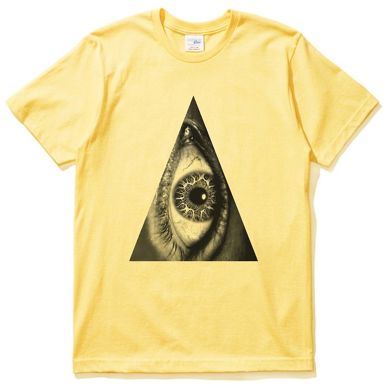 Triangle Eye 男女中性短袖T恤 黄色 三角 眼 几何 设计 自创 品牌 时髦 圆 光明 正义 - 男装上衣/T 恤 - 棉．麻 黄色