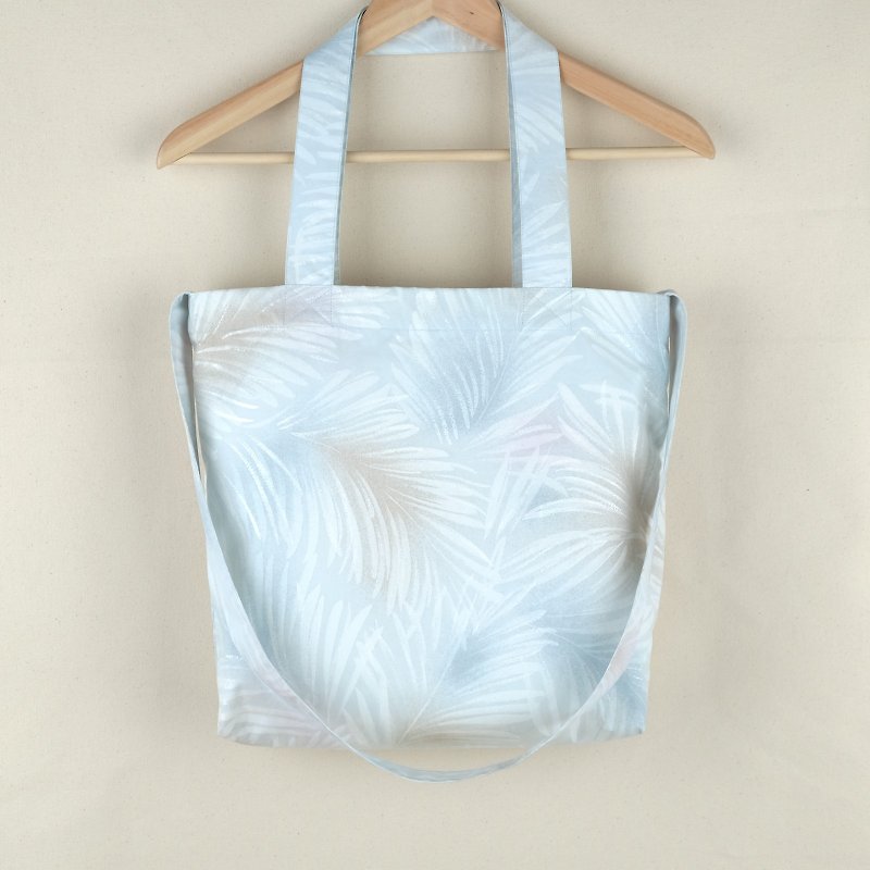 Blue Tropical Leaf Tote Bag - 侧背包/斜挎包 - 棉．麻 蓝色