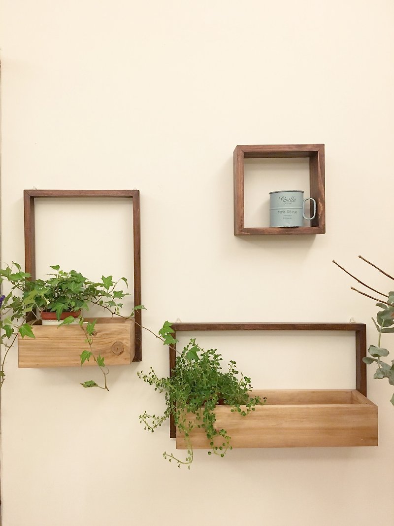 (盆栽) 晒风景 Dry on the Wall (壁挂A+B款) 赠小方形木框含植物 - 摆饰 - 木头 