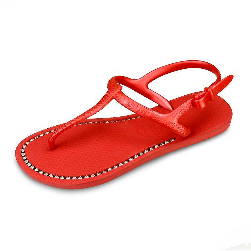绑带凉鞋脚型修长款 摇滚红色 施华洛世奇水晶最超值 - 拖鞋 - 橡胶 