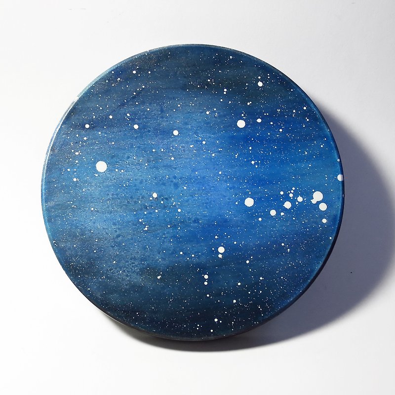 手绘杯垫 / 像宇宙也像大海 (圆) - 杯垫 - 陶 蓝色