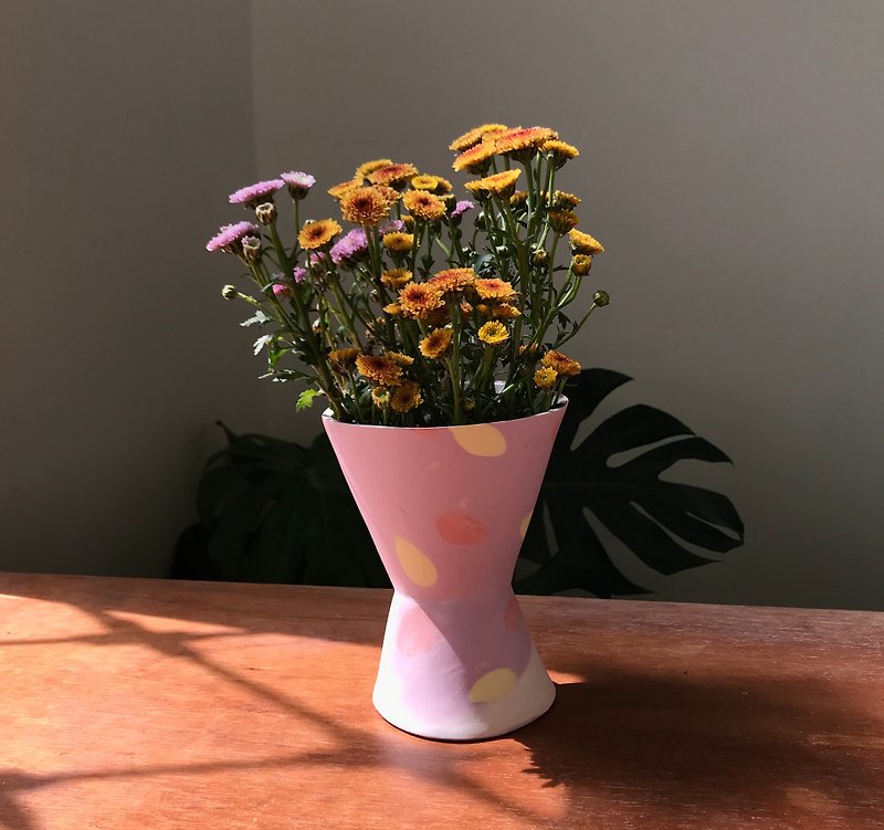 紫色点点漏斗形花器 - 花瓶/陶器 - 瓷 