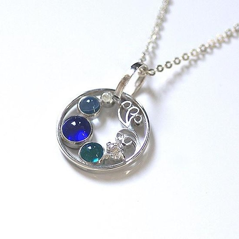 Silver × glass ripple pendant - 项链 - 其他金属 红色