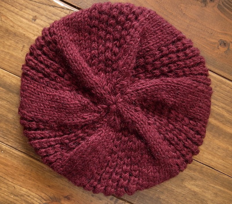 【乐拍子】纯羊毛手编毛帽 贝蕾帽 Handmade in Nepal（红） - 帽子 - 羊毛 红色