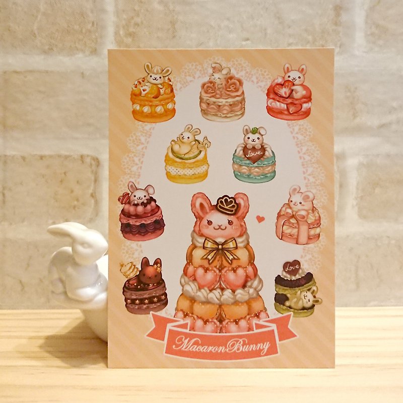 明信片-马卡隆兔 / 甜点 - 卡片/明信片 - 纸 粉红色