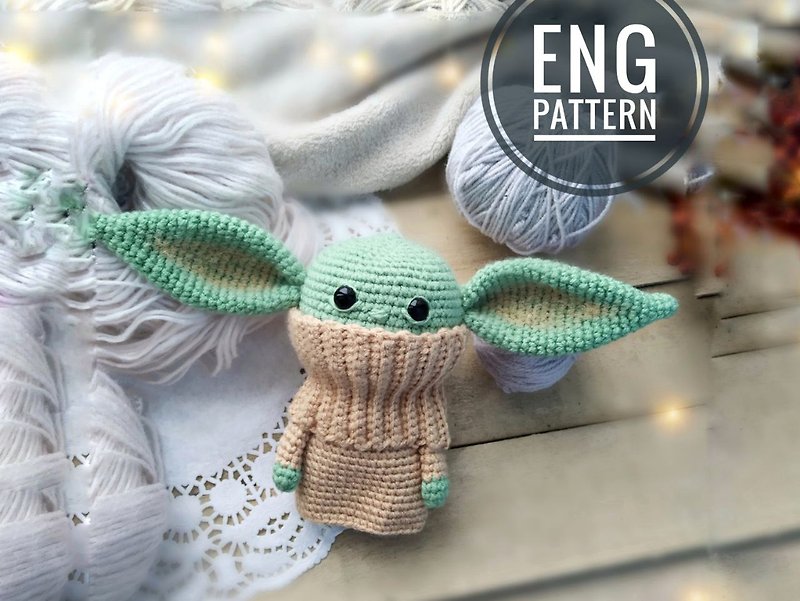 Amigurumi baby alien crochet pattern DIY Amigurumi miniature baby yoda pattern - 线上课程/教学影片 - 其他材质 