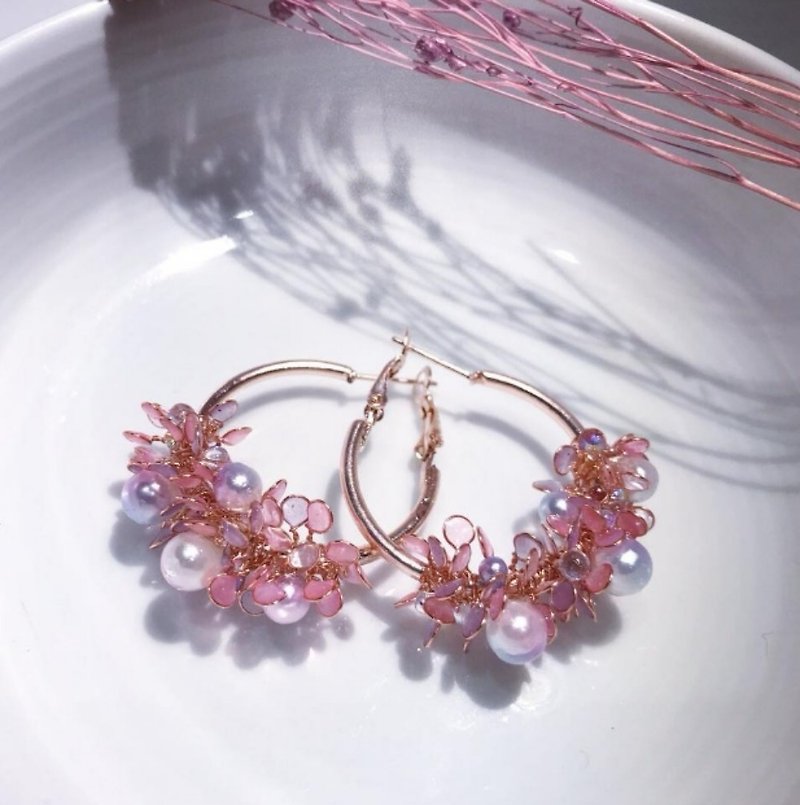 天使的花篮【粉红星】 - 耳环/耳夹 - 其他材质 粉红色