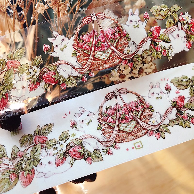 小兔草莓园-纸胶带 (２种材质) - 纸胶带 - 纸 粉红色