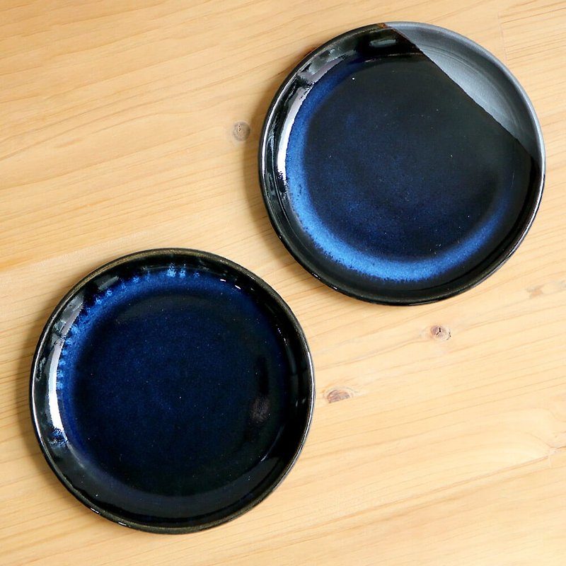 小石原器皿 小石原器皿 5英寸圆盘 靛蓝釉 铁釉 小碟子 - 盘子/餐盘/盘架 - 陶 蓝色