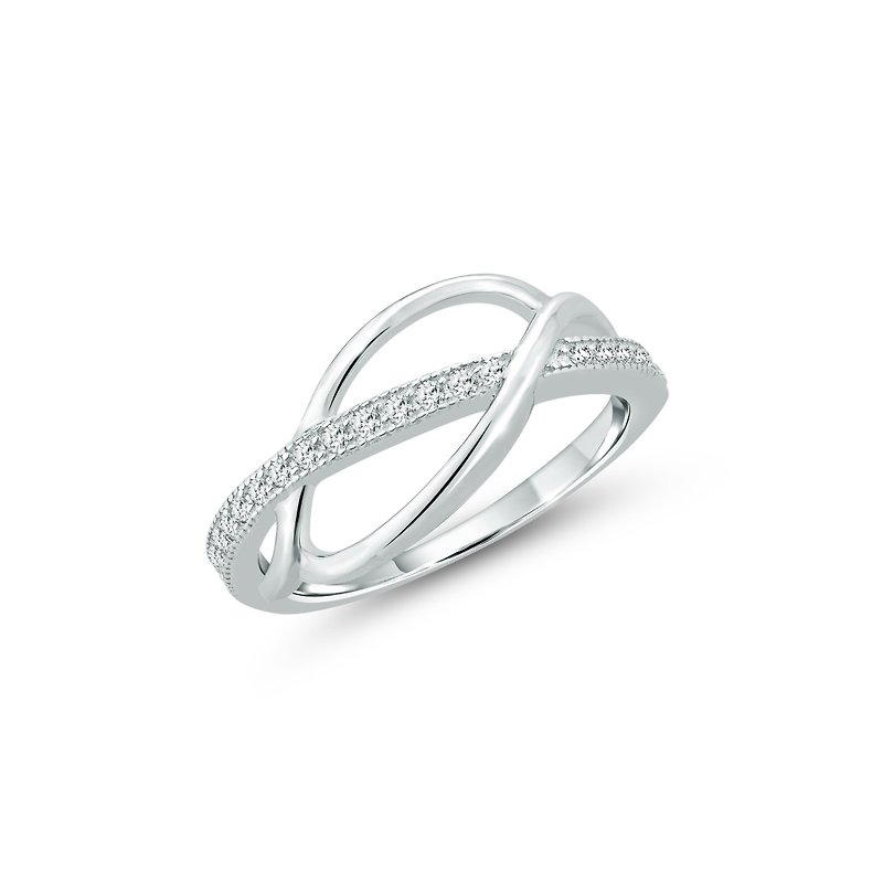 【Gift box】925 Sterling Silver CZ Diamond Ring - 戒指 - 纯银 银色