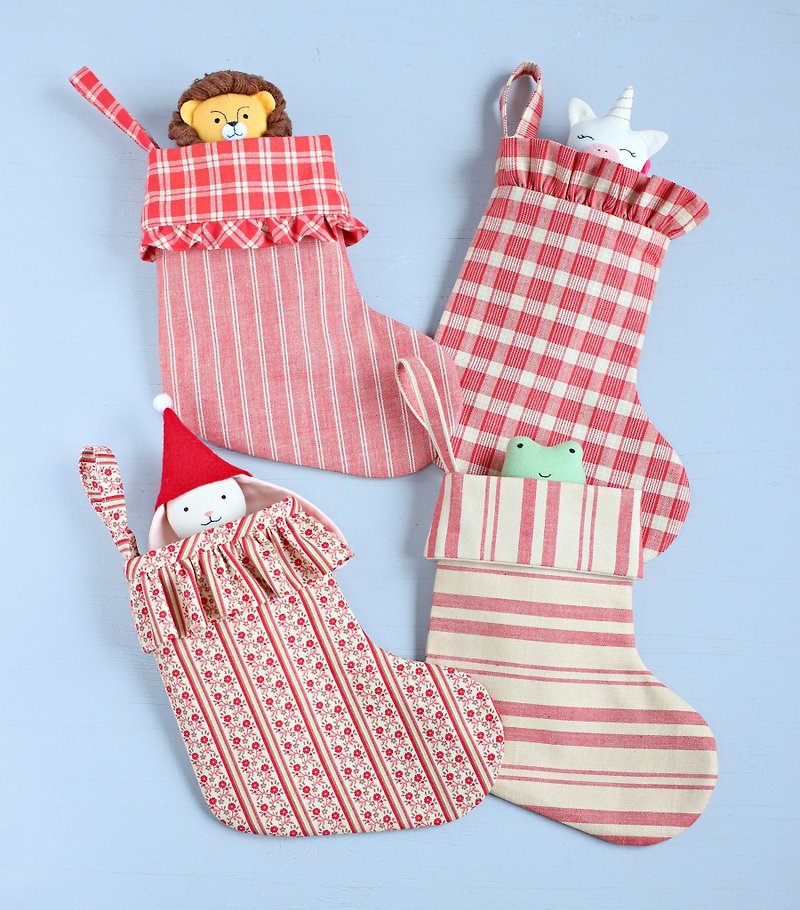 PDF Christmas Stockings Sewing Pattern, 4 Styles / 2 Sizes (Mini and Large) - 手工艺教程/工具书 - 其他材质 