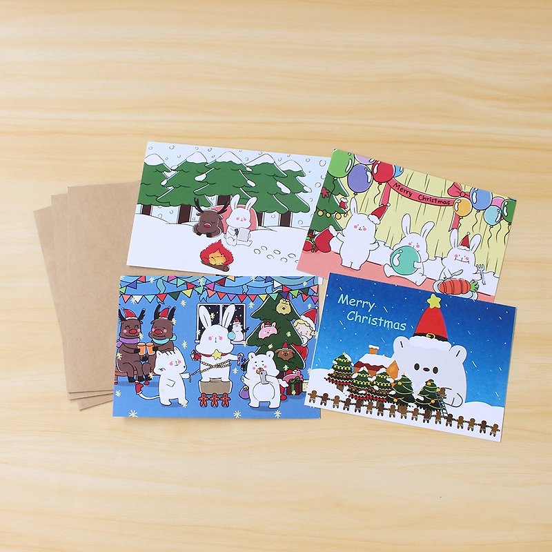 再远都要寄明信片给你 圣诞节明信片x4 - 卡片/明信片 - 纸 多色