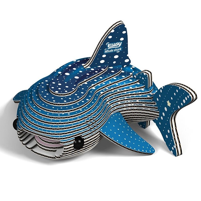 EUGY 3D坑纸拼图 - 049 鲸鲨 | 可爱造型 | 纸拼图 - 拼图 - 纸 蓝色