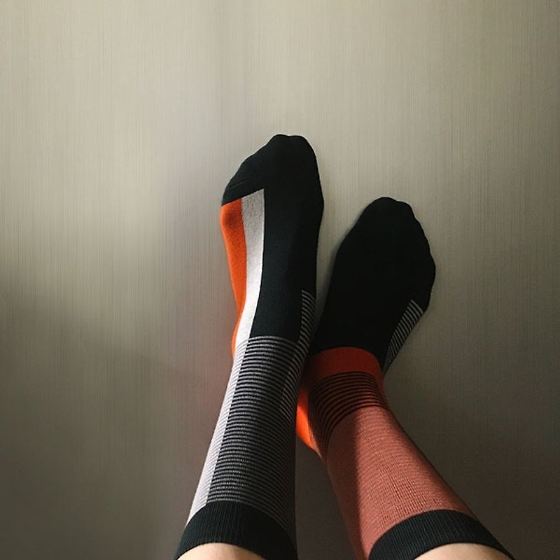 靴下キャロットストライプ / irregular / socks / stripes / orange - 袜子 - 棉．麻 橘色