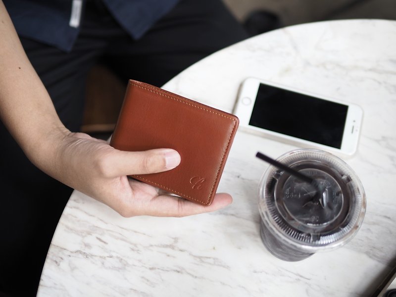 Men purse (Mocha) : Leather wallet, Short wallet, Brown wallet - 皮夹/钱包 - 真皮 咖啡色