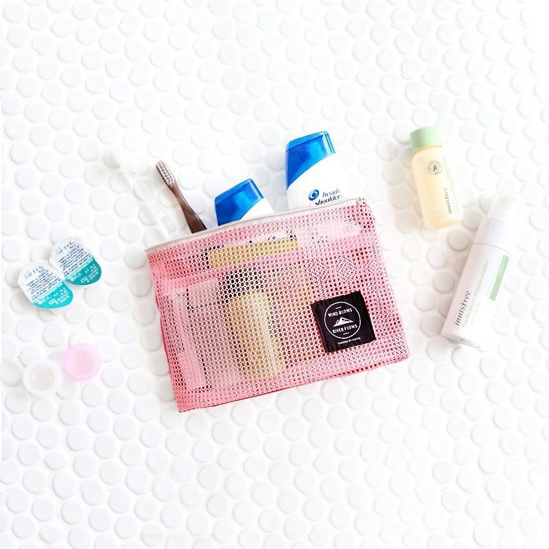 Dessin x Iconic-风和日丽网格盥洗包S-3C收纳包-甜蜜粉,ICO86956 - 化妆包/杂物包 - 塑料 粉红色