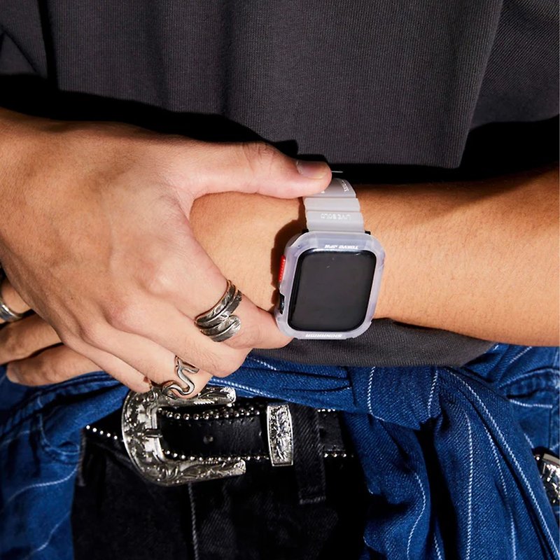 Apple Watch 44/45/49mm Shokku 街头款硅胶表带-雾白 - 表带 - 塑料 白色