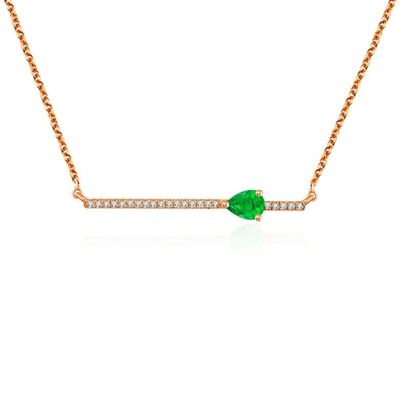 18k水滴形绿宝石钻石线形项链 - 项链 - 宝石 绿色