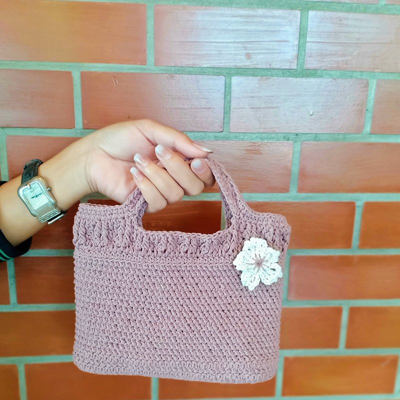 Crochet bag, handbag, handmade, mobile phone, wallet - 手提包/手提袋 - 其他材质 紫色