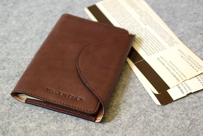 YOURS手工皮件 真皮弧形上盖磁扣款护照皮套 深木色皮革 - 护照夹/护照套 - 真皮 