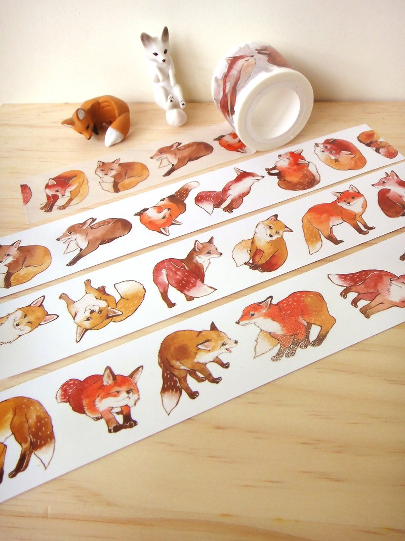 棕色小动物系列-狐狸纸胶带 - 纸胶带 - 纸 多色