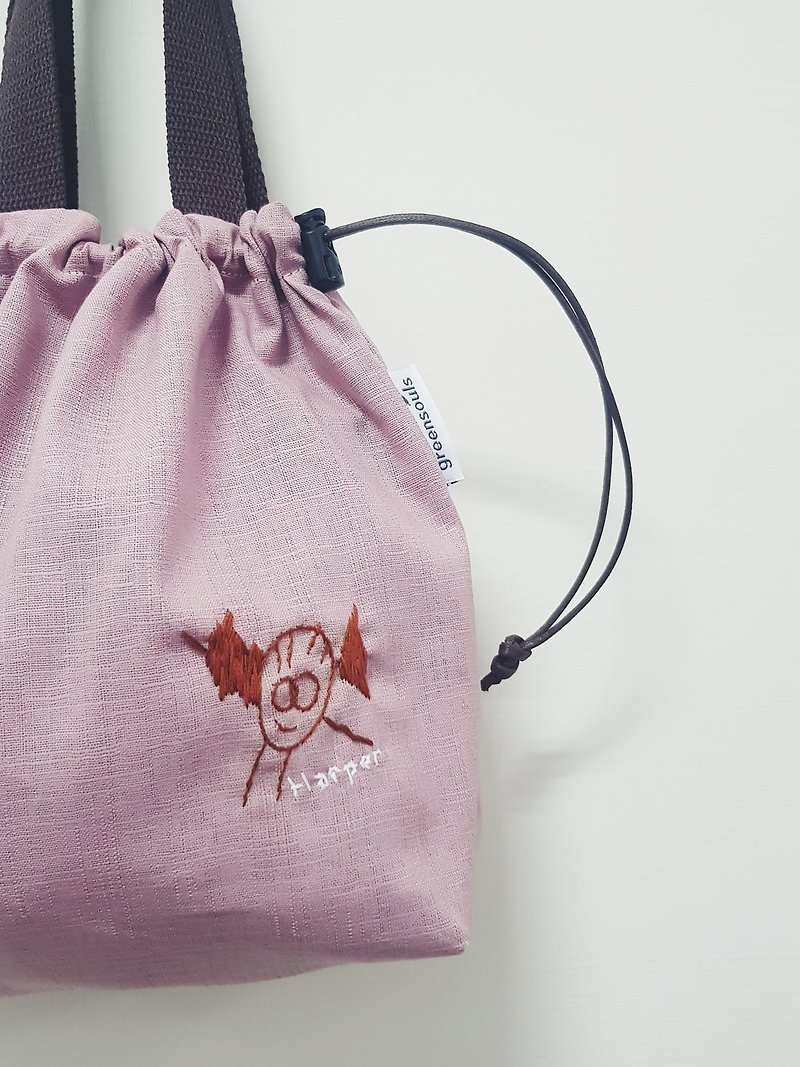 Customized刺绣手提束口袋 - 手提包/手提袋 - 棉．麻 粉红色