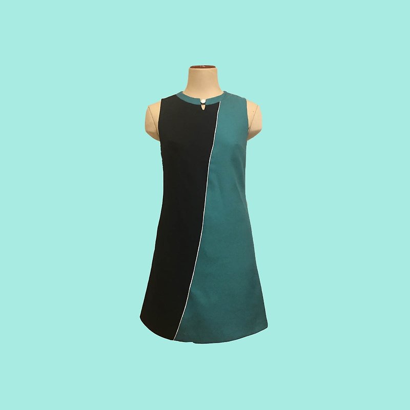 retro one-piece dress vittoria2 - 洋装/连衣裙 - 聚酯纤维 绿色