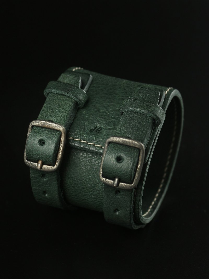 Leather Cuff 皮革手环 - 绿 - 手链/手环 - 真皮 绿色