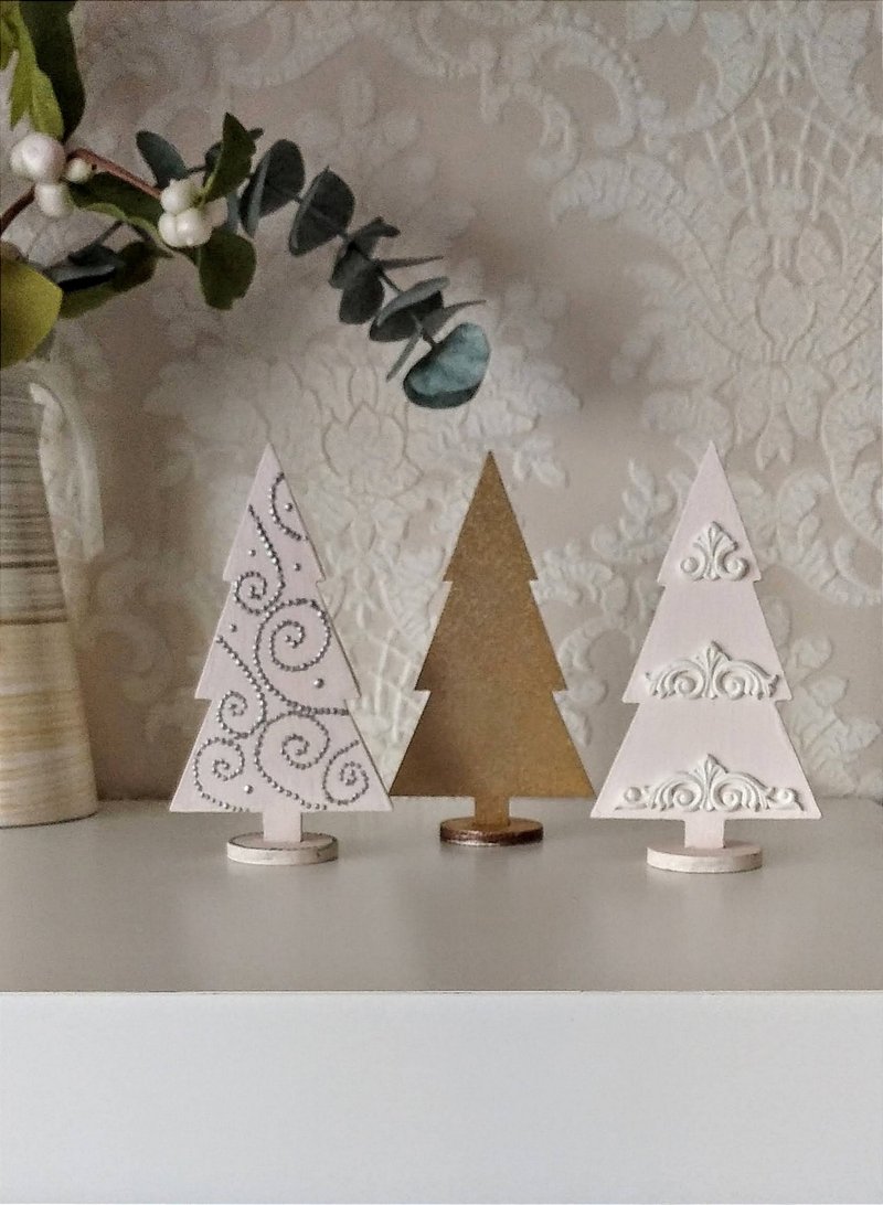 Mini christmas tree pink Small Christmas gift Tabletop christmas decorations - 摆饰 - 木头 粉红色