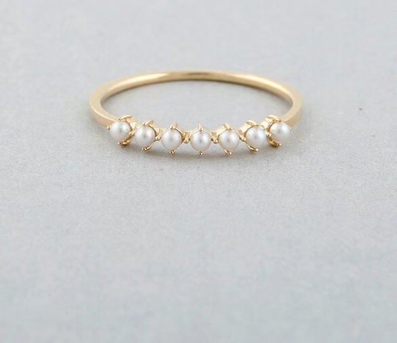 经典18K金珍珠戒指 - 戒指 - 贵金属 金色