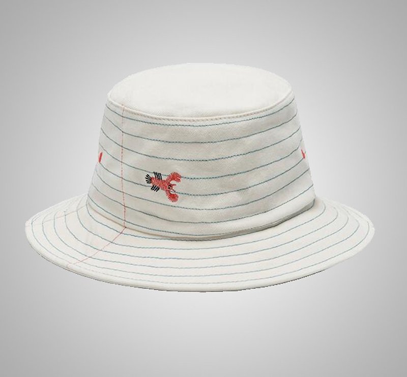 YIZISTORE新款海系列牛仔刺绣渔夫帽盆帽个性遮阳帽情侣帽-小龙虾 - 帽子 - 纸 白色