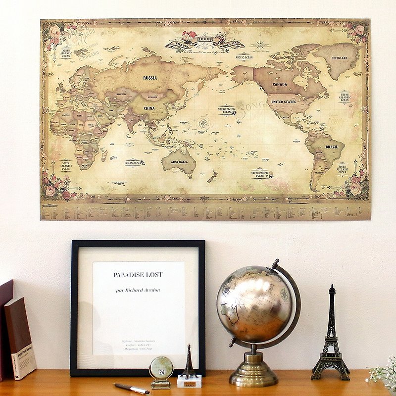 indigo-世界地图海报(单张)-01古董版,IDG70336 - 地图 - 纸 咖啡色