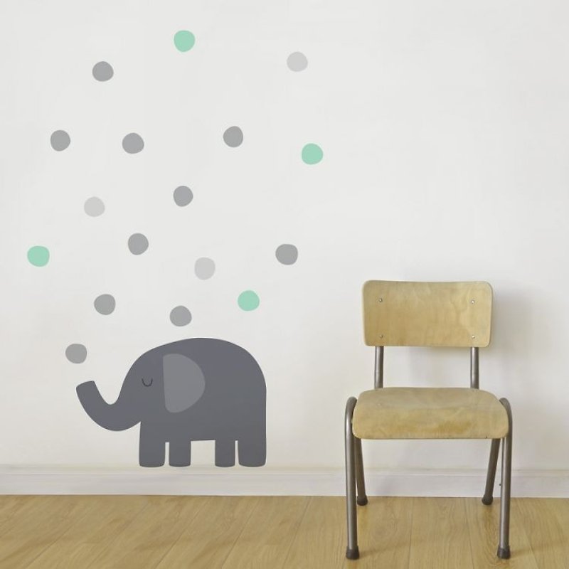 西班牙 Tresxics大象吹泡泡壁贴(灰绿) - 墙贴/壁贴 - 其他材质 灰色