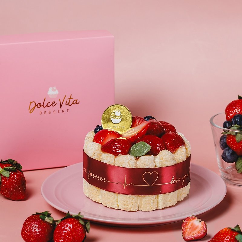 超人气草莓蛋糕 | 多茄米拉│草莓慕斯蛋糕(四寸) - 蛋糕/甜点 - 新鲜食材 红色