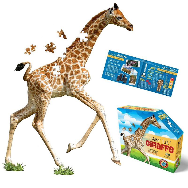I AM 动物拼图, 我是长颈鹿, 100 系列 | 极限逼真动物 - 拼图 - 纸 