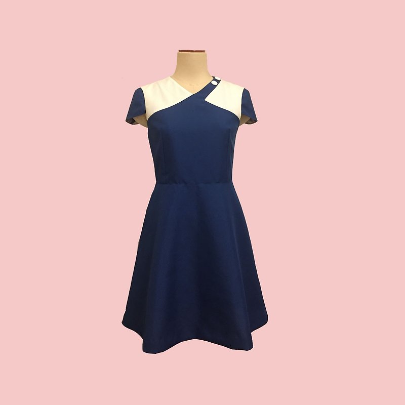 retro one-piece dress debbie - 洋装/连衣裙 - 聚酯纤维 蓝色