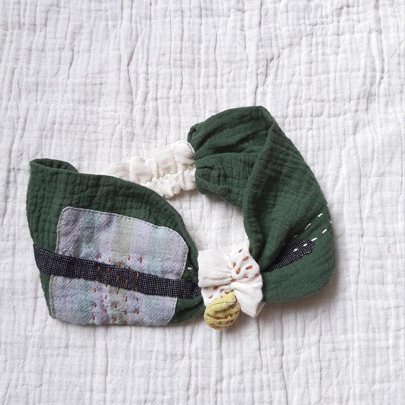 DUNIA handmade/棉纱拼布宽版宝宝发带/ 绿色 - 婴儿帽/发带 - 棉．麻 绿色