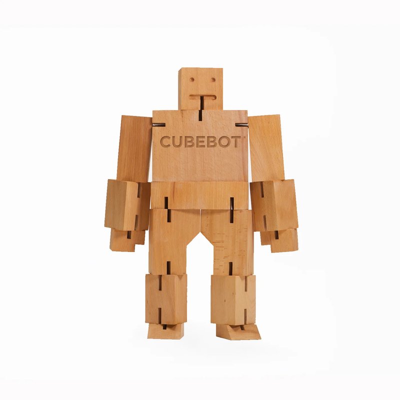 Cubebot 酷比人【经典大型】山毛榉积木变形机器人公仔 - 玩偶/公仔 - 木头 